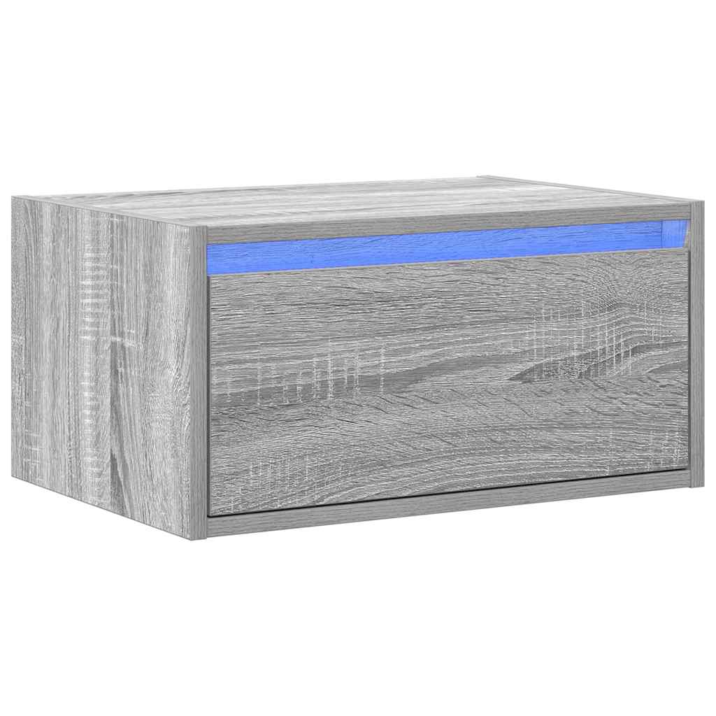 Comodino a Parete con luci LED Grigio Sonoma - homemem39