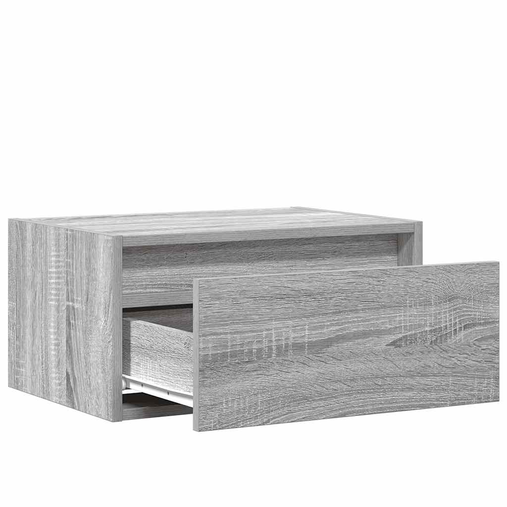 Comodino a Parete con luci LED Grigio Sonoma - homemem39