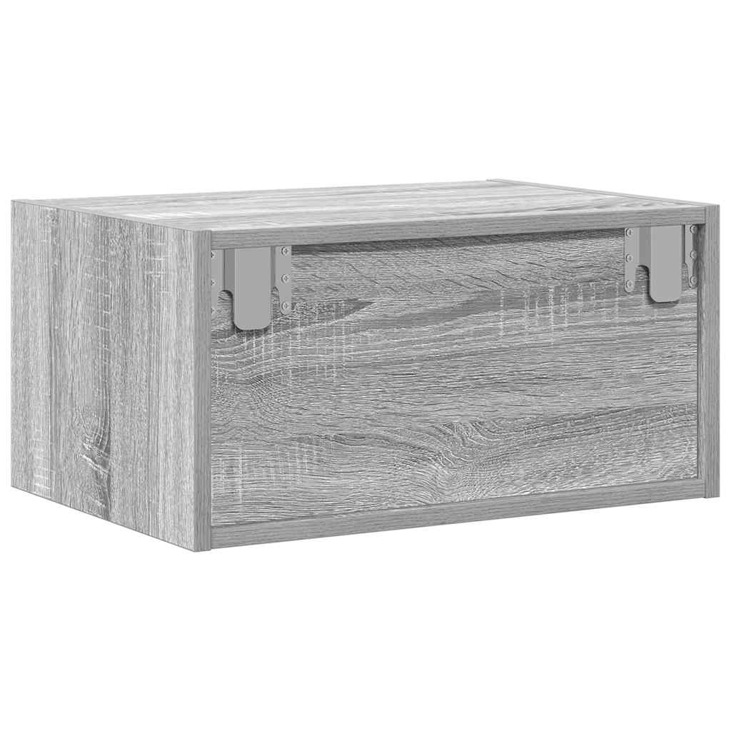 Comodini a Parete con luci LED 2 pz Grigio Sonoma