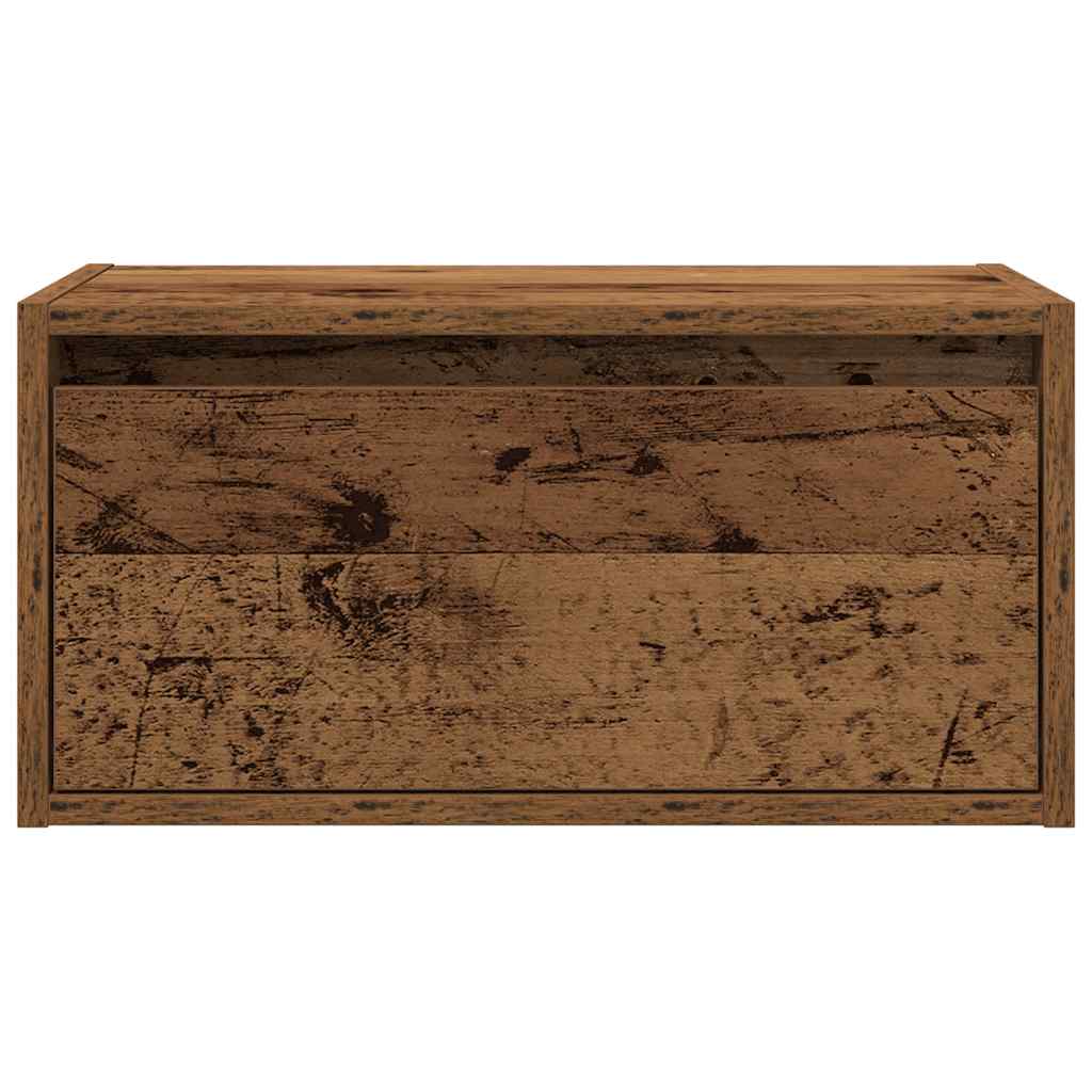 Comodino a Parete con Luci LED Legno Antico - homemem39