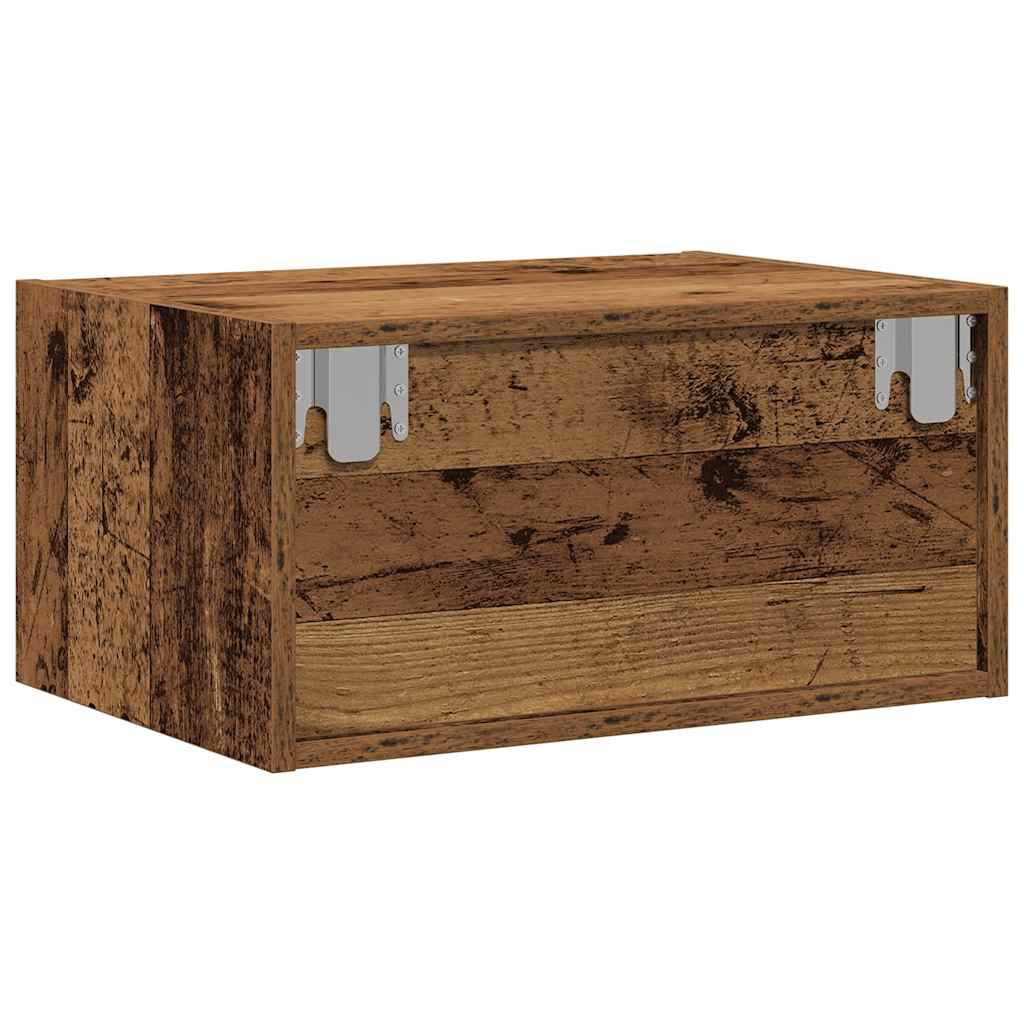 Comodino a Parete con Luci LED Legno Antico - homemem39