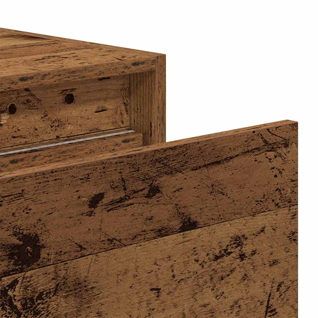 Comodino a Parete con Luci LED Legno Antico - homemem39