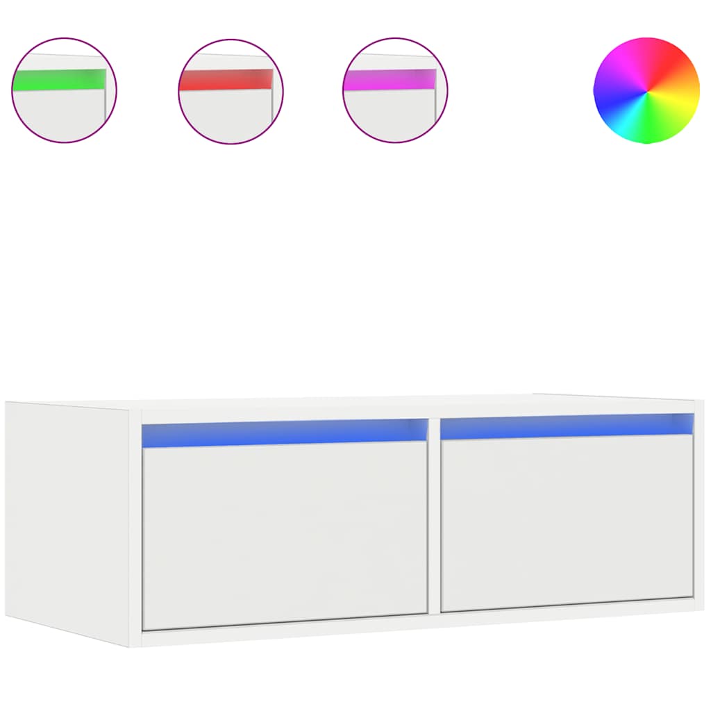 Mobile Porta TV con Luci LED 75x35,5x25 cm Bianco - homemem39