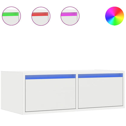 Mobile Porta TV con Luci LED 75x35,5x25 cm Bianco - homemem39