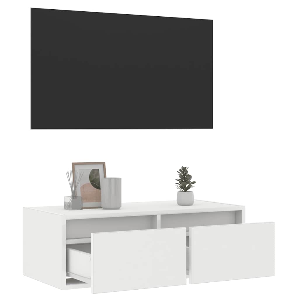 Mobile Porta TV con Luci LED 75x35,5x25 cm Bianco - homemem39