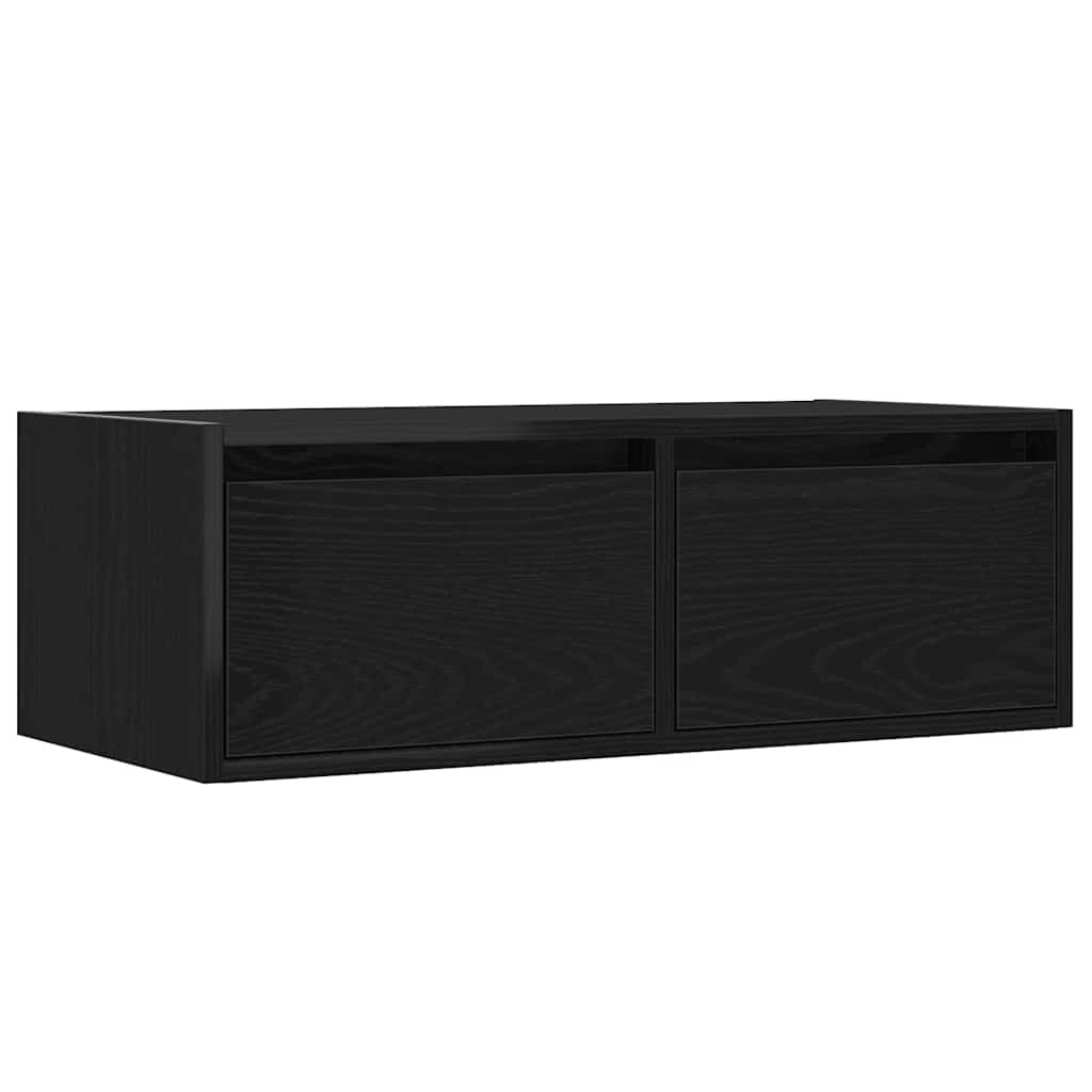 Mobile Porta TV con Luci LED Rovere Nero 75x35,5x25 cm - homemem39