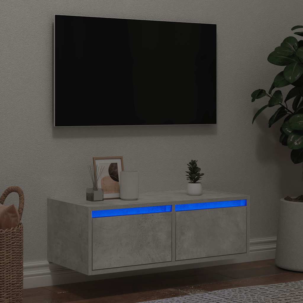 Mobile Porta TV con Luci LED Grigio Cemento 75x35,5x25 cm - homemem39