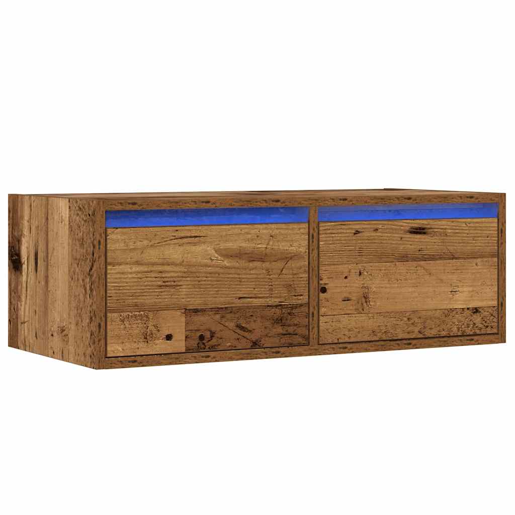 Mobile Porta TV con Luci LED Legno Antico 75x35,5x25 cm - homemem39