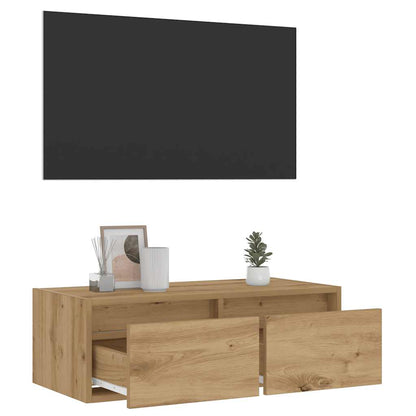Mobile Porta TV con Luci LED Rovere Artigianale 75x35,5x25 cm - homemem39