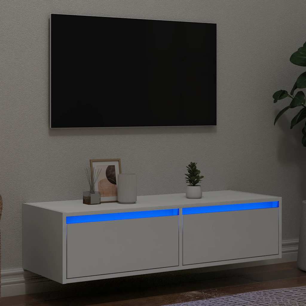 Mobile Porta TV con Luci LED Bianco 100X35,5x25 cm - homemem39