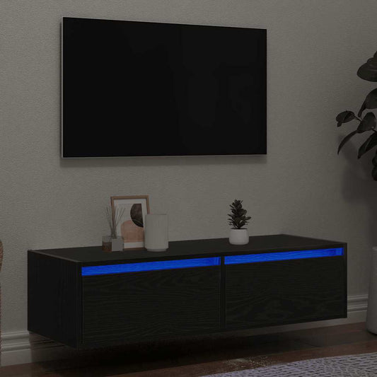 Mobile Porta TV con Luci LED Rovere Nero 100X35,5x25 cm - homemem39