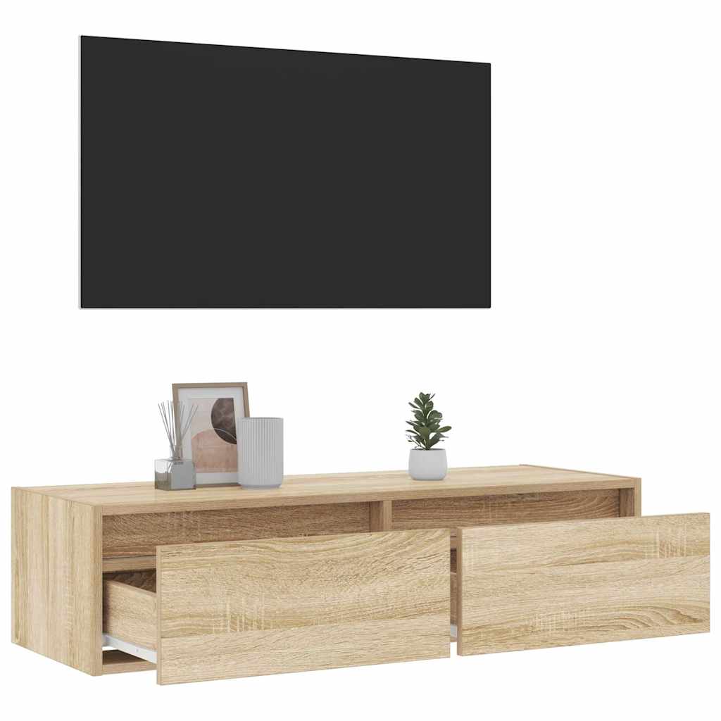 Mobile Porta TV con Luci LED Rovere Sonoma 100X35,5x25 cm - homemem39