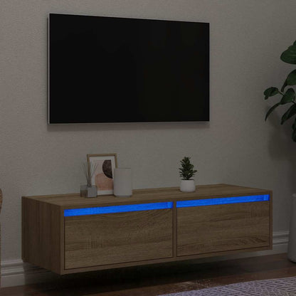Mobile Porta TV con Luci LED Rovere Sonoma 100X35,5x25 cm - homemem39