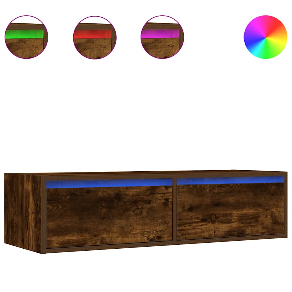 Mobile Porta TV con Luci LED Rovere Fumo 100X35,5x25 cm | homemem39