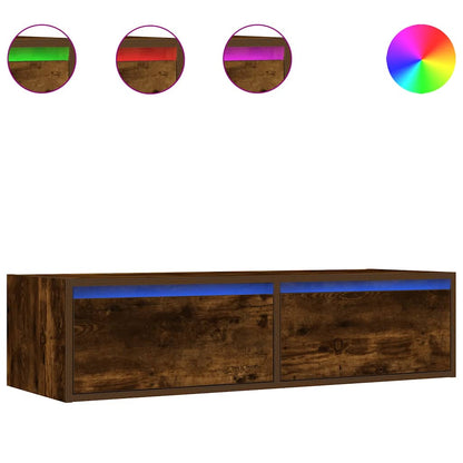 Mobile Porta TV con Luci LED Rovere Fumo 100X35,5x25 cm | homemem39