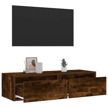 Mobile Porta TV con Luci LED Rovere Fumo 100X35,5x25 cm | homemem39