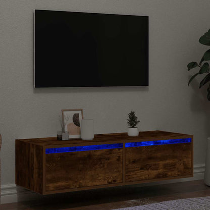 Mobile Porta TV con Luci LED Rovere Fumo 100X35,5x25 cm