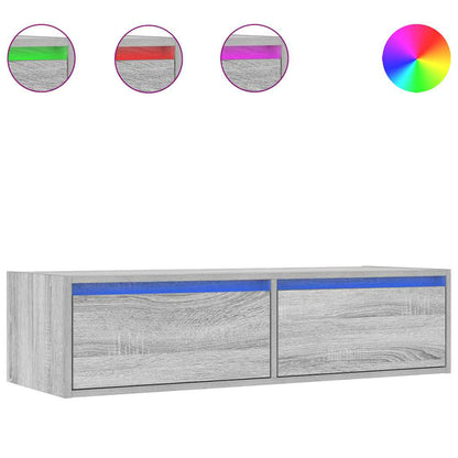 Mobile Porta TV con Luci LED Grigio Sonoma 100X35,5x25 cm