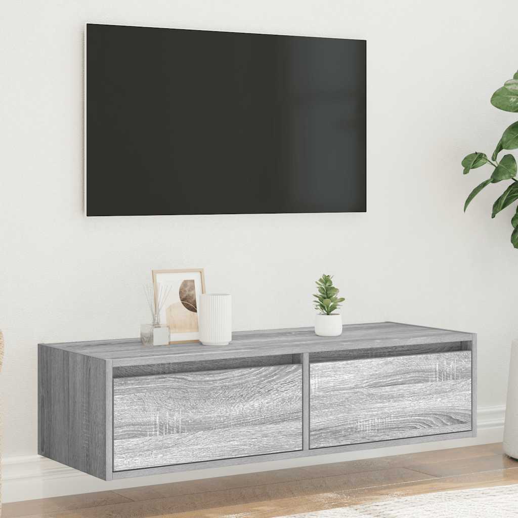 Mobile Porta TV con Luci LED Grigio Sonoma 100X35,5x25 cm