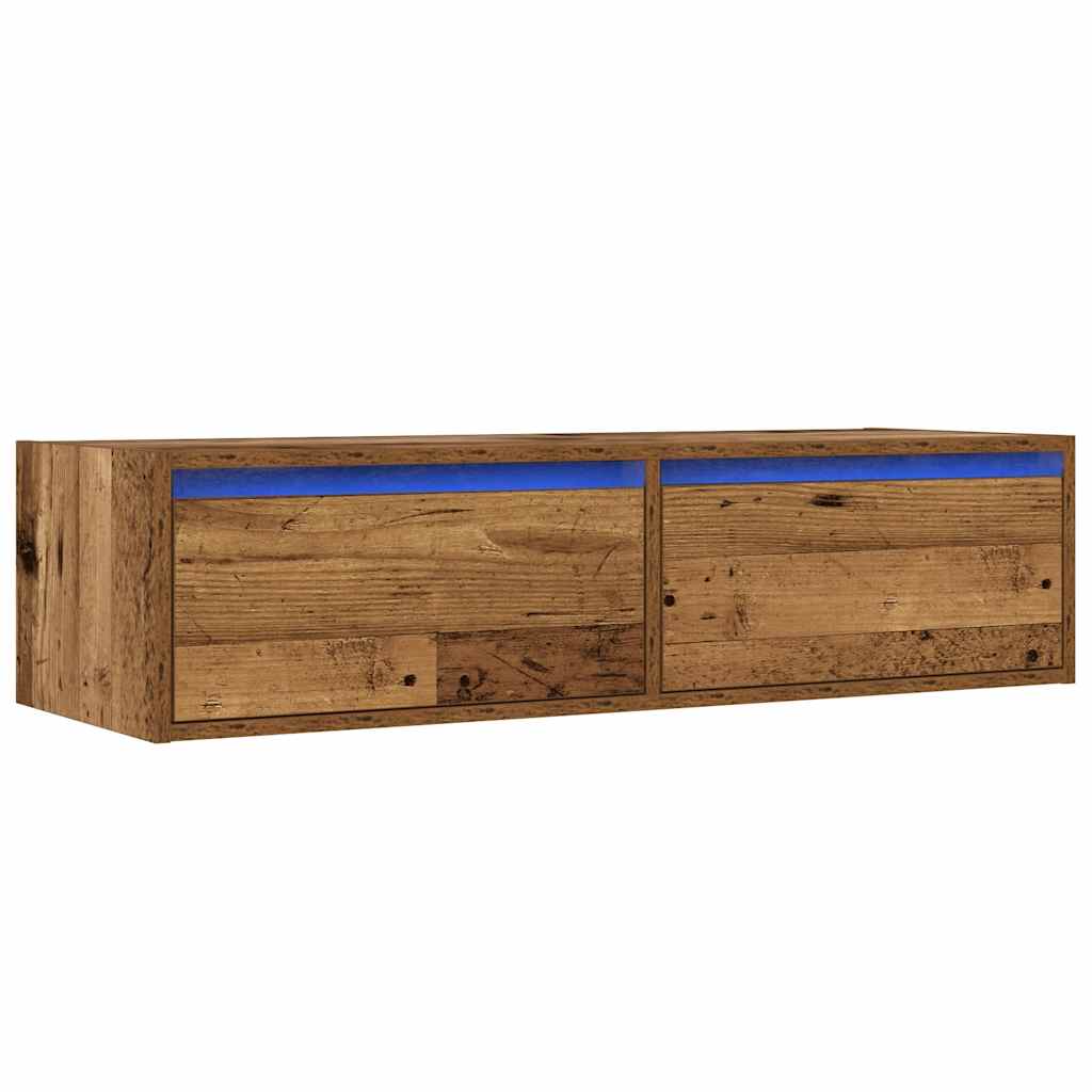 Mobile Porta TV con Luci LED Legno Vecchio 100X35,5x25 cm | homemem39