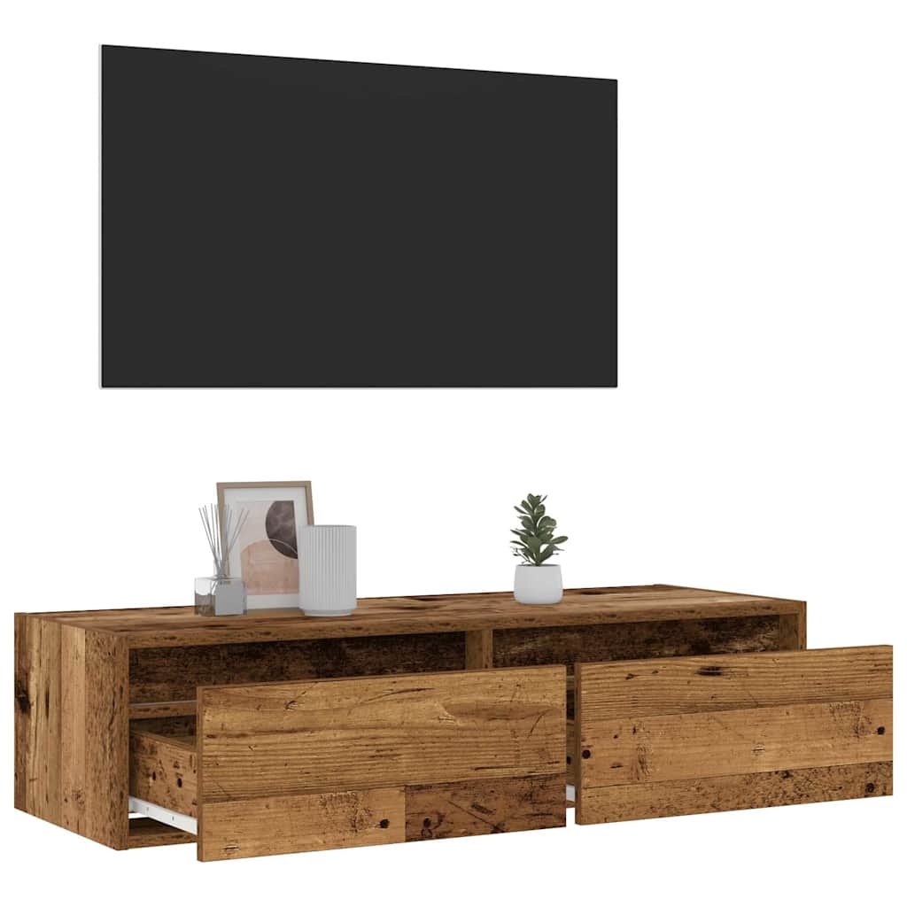 Mobile Porta TV con Luci LED Legno Vecchio 100X35,5x25 cm | homemem39