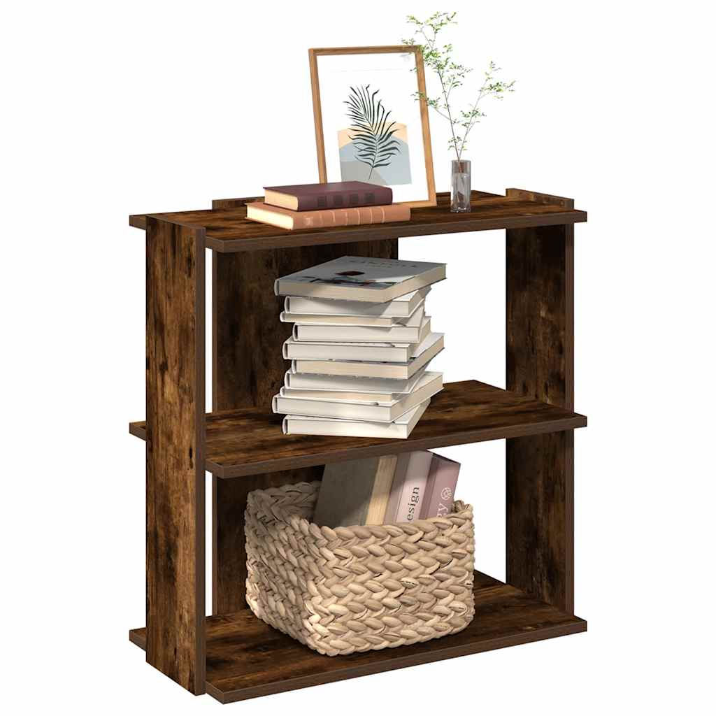 Libreria a 3 Ripiani Rovere Fumo 60x30x60 cm Legno Multistrato | homemem39