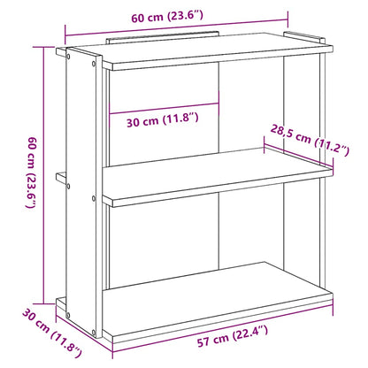 Libreria a 3 Ripiani Rovere Artigianale 60x30x60 cm | homemem39