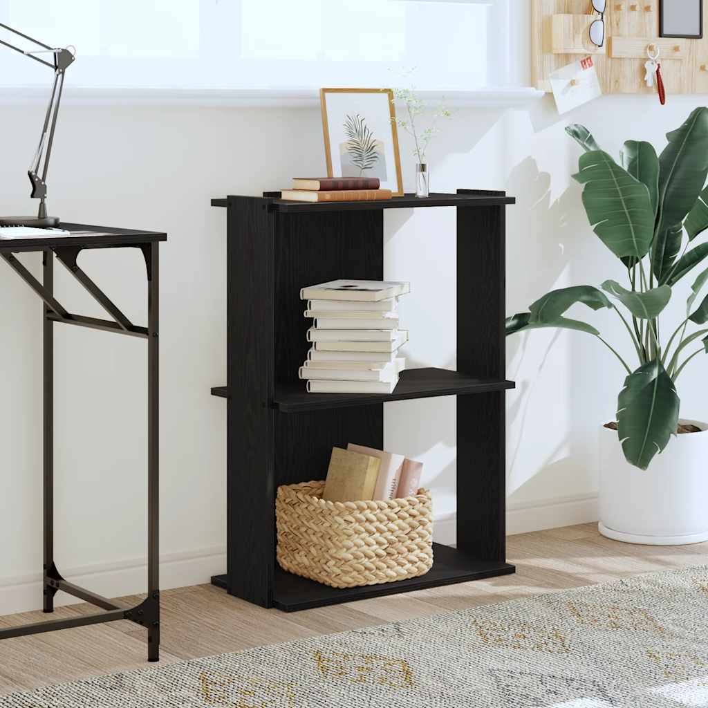 Libreria a 3 Ripiani Nera 60x30x80 cm in Legno Multistrato | homemem39