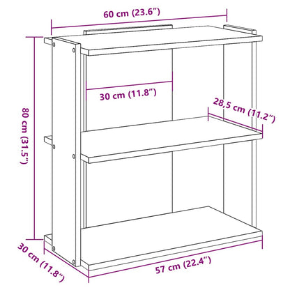Libreria a 3 Ripiani Rovere Fumo 60x30x80 cm Legno Multistrato | homemem39