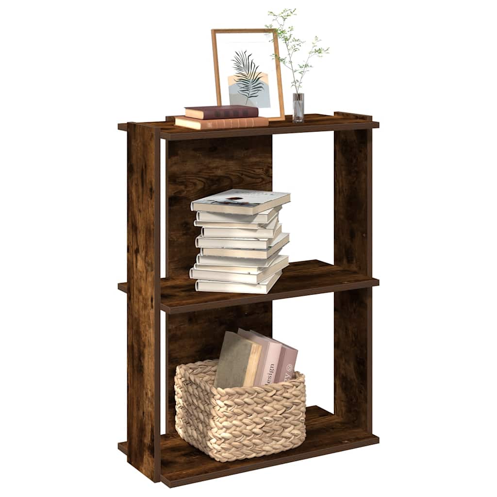Libreria a 3 Ripiani Rovere Fumo 60x30x80 cm Legno Multistrato | homemem39