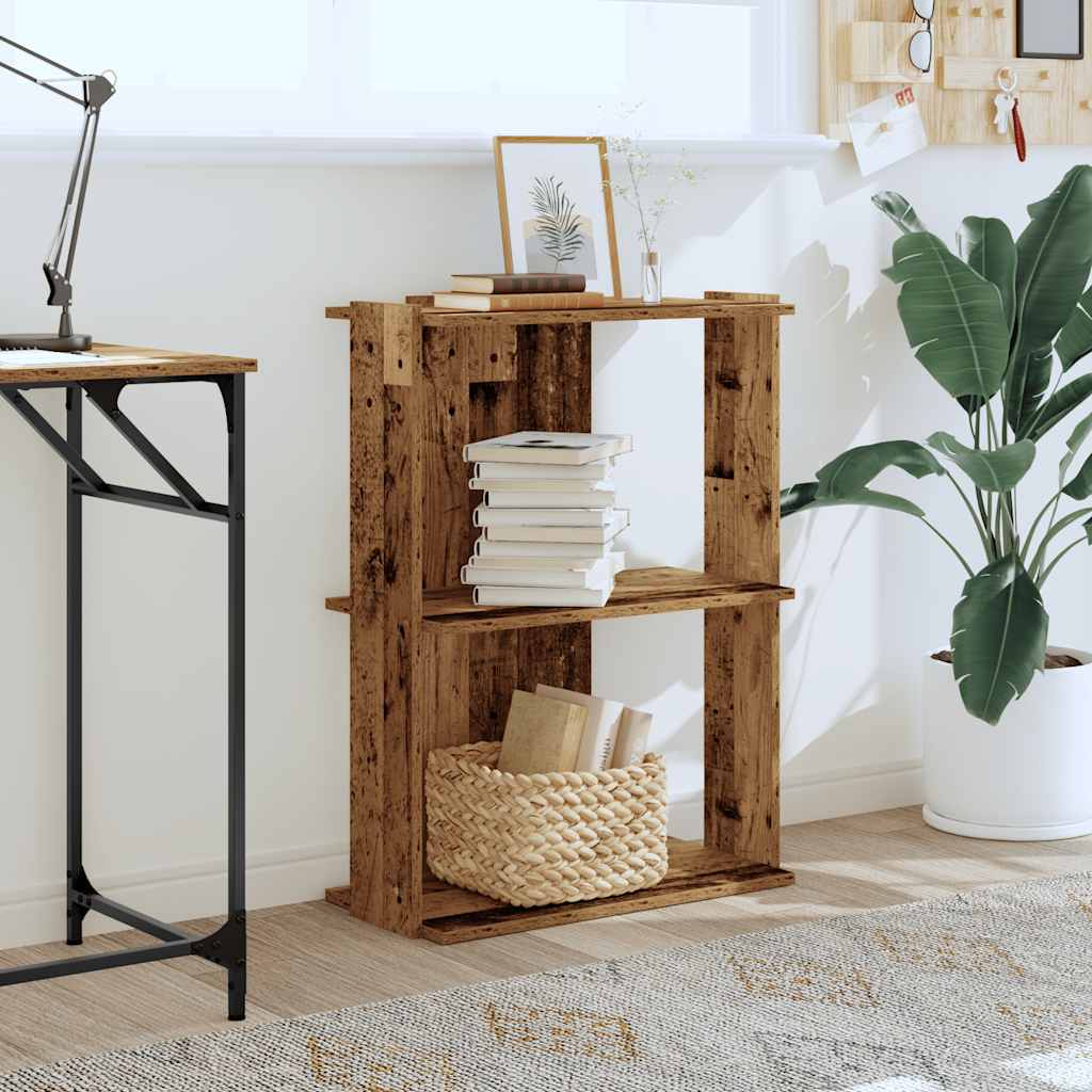 Libreria a 3 Ripiani Legno Antico 60x30x80 cm Legno Multistrato | homemem39