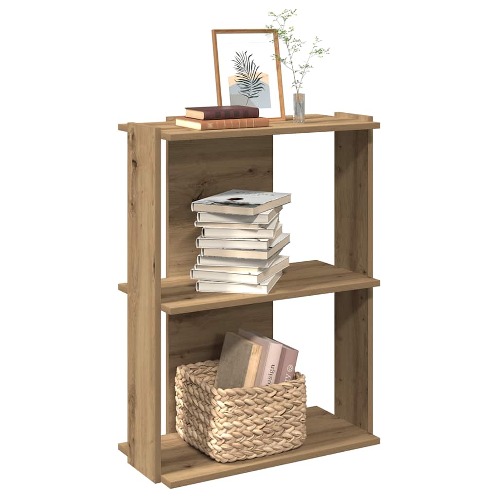 Libreria a 3 Ripiani Rovere 60x30x80 cm Legno Multistrato | homemem39