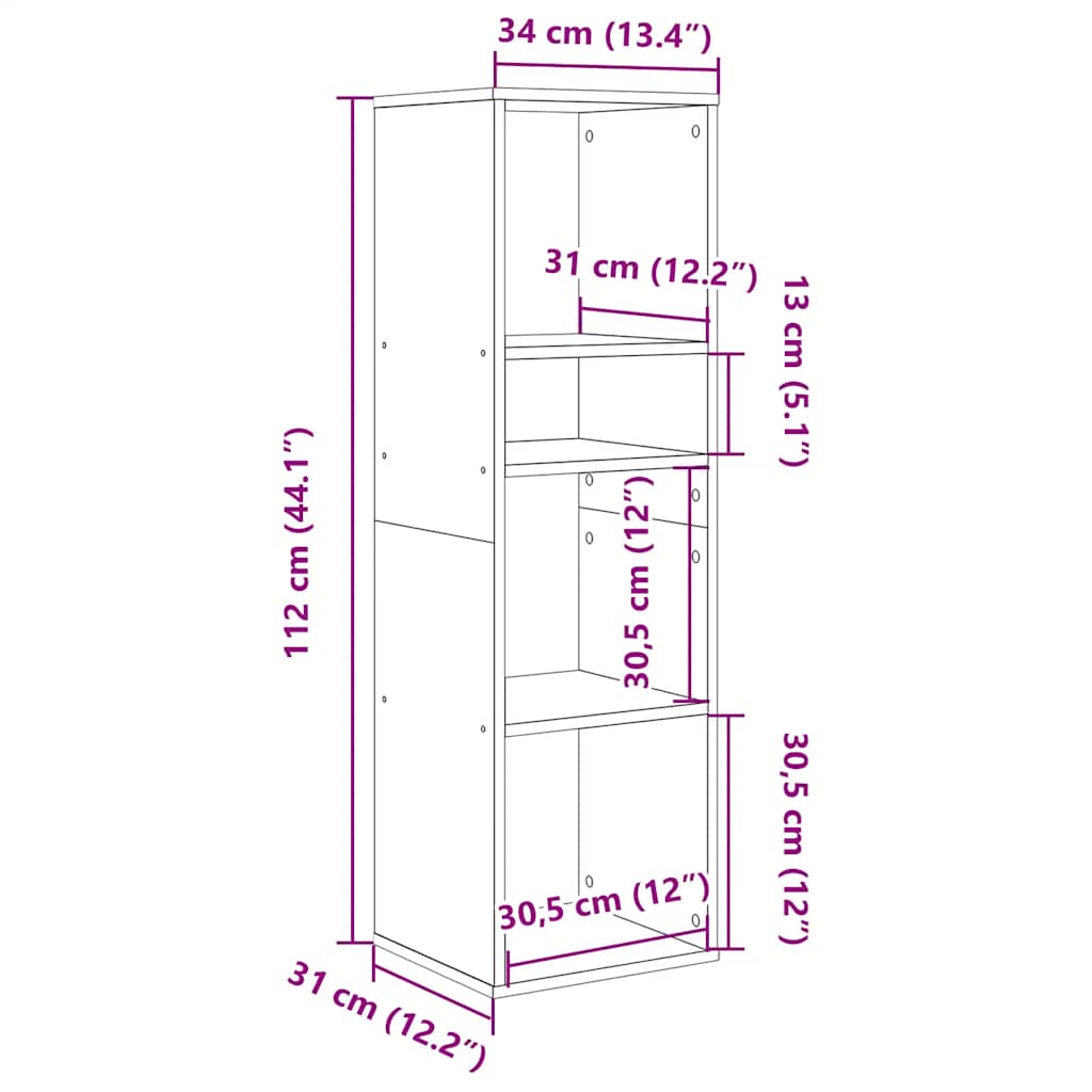 Libreria Nera 34x31x112 cm in Legno Multistrato | homemem39
