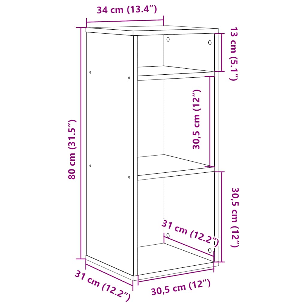 Libreria Grigio Sonoma 34x31x80 cm in Legno Multistrato | homemem39