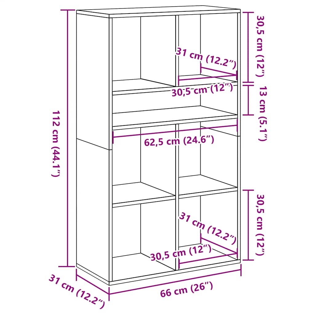 Libreria Bianca 66x31x112 cm in Legno Multistrato | homemem39