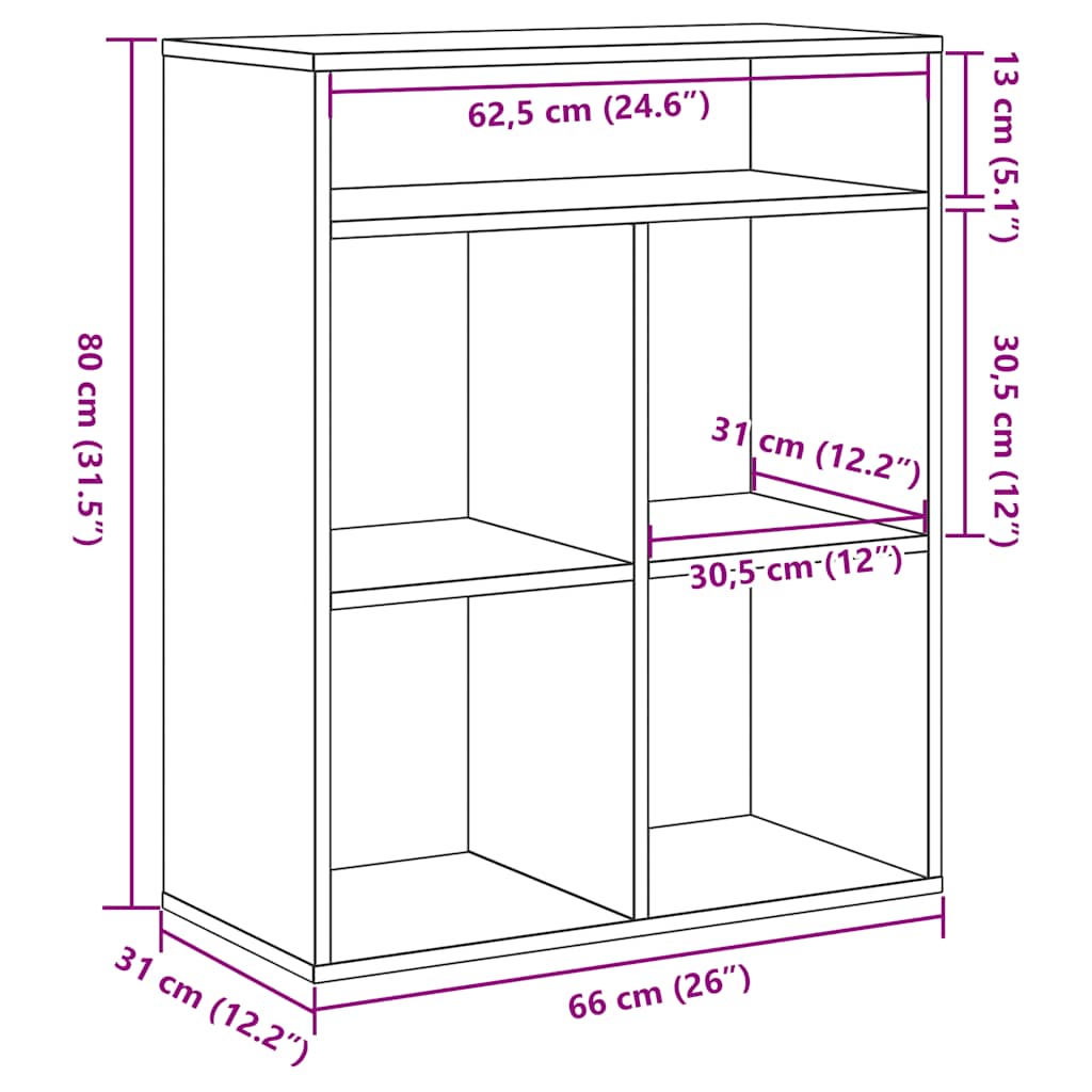 Libreria Rovere Fumo 66x31x80 cm in Legno Multistrato | homemem39