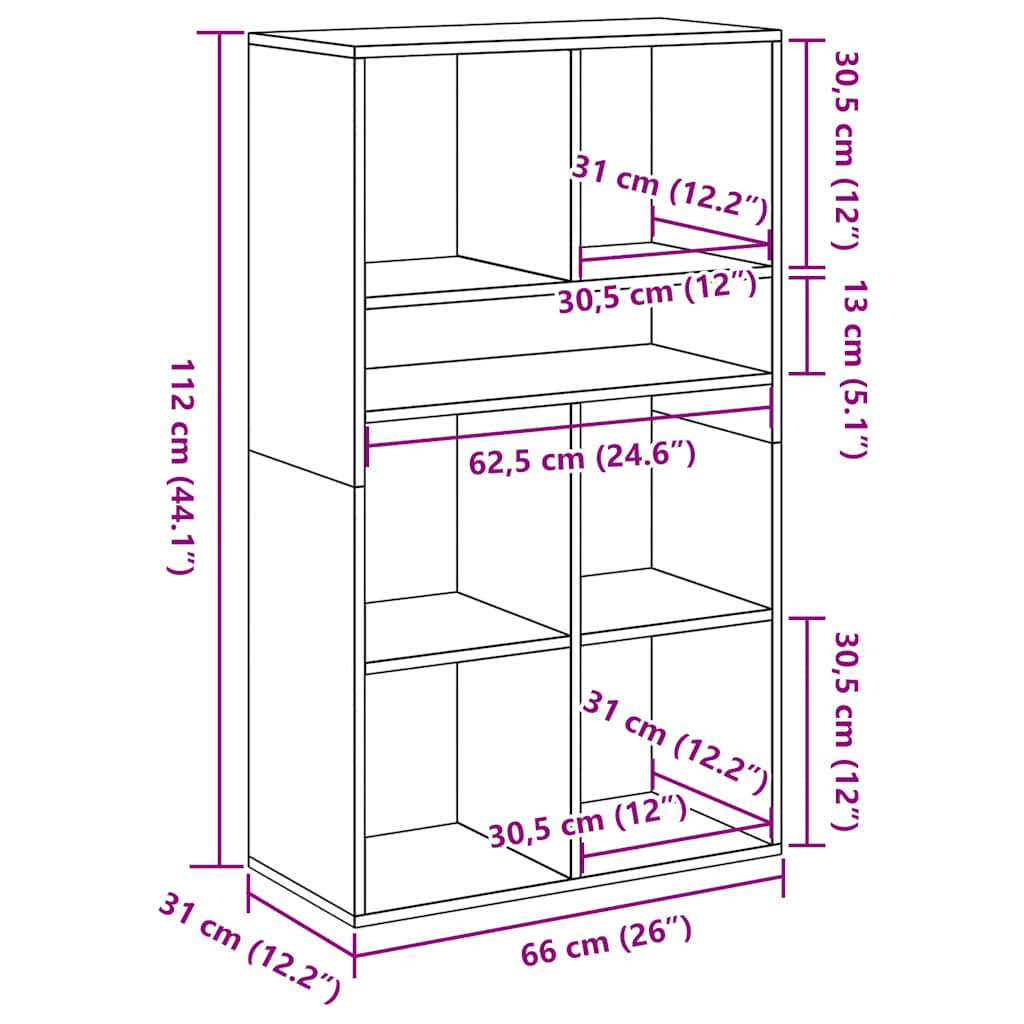 Libreria Legno Antico 66x31x112 cm in Legno Multistrato | homemem39