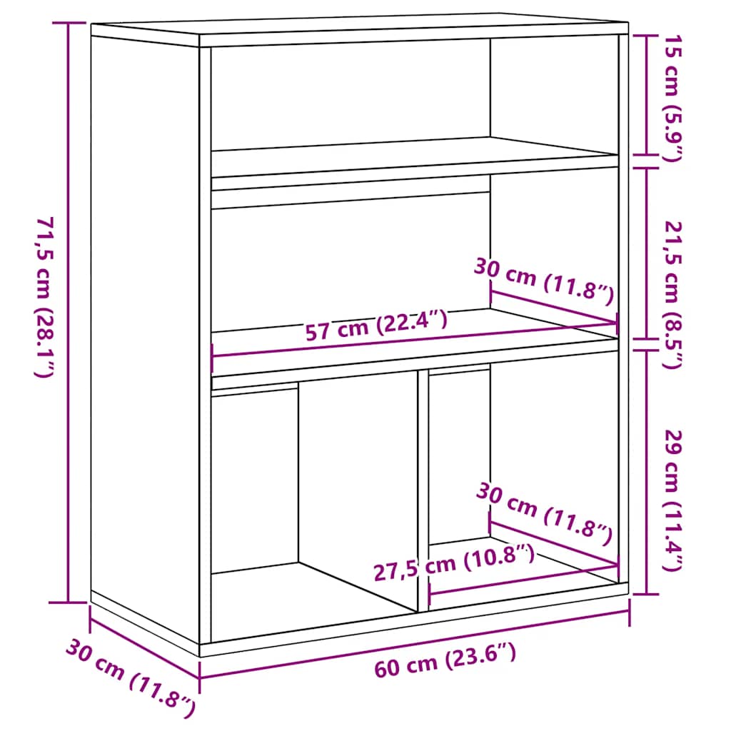 Libreria Legno Antico 60x30x71,5 cm in Legno Multistrato | homemem39