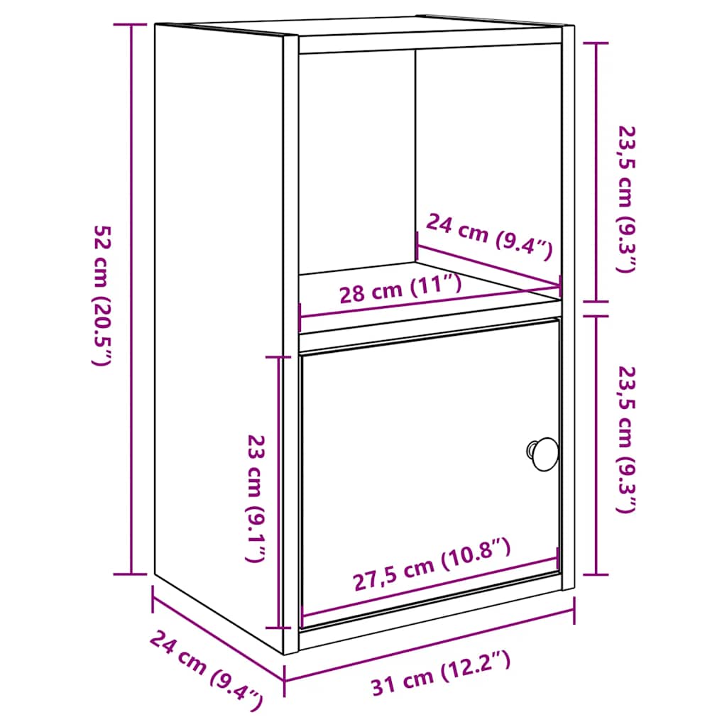 Libreria Grigio Cemento 31x24x52 cm in Legno Multistrato | homemem39