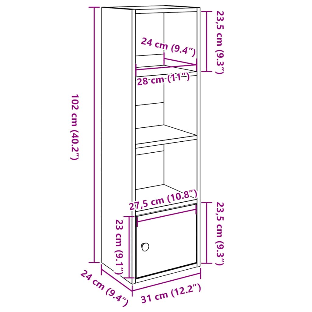 Libreria Bianca 31x24x102 cm in Legno Multistrato | homemem39