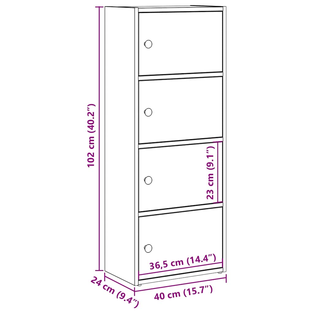 Libreria Bianca 40x24x102 cm in Legno Multistrato | homemem39