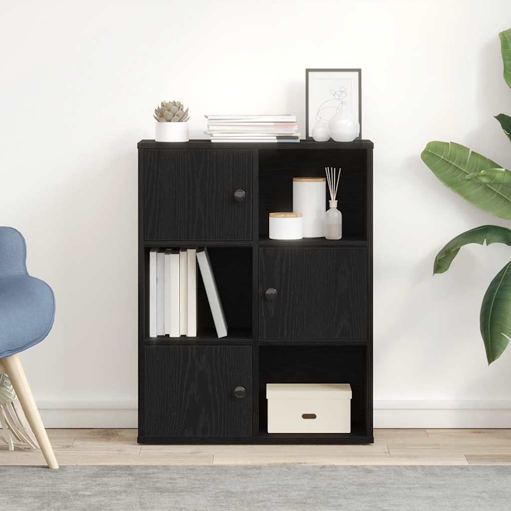 Libreria Rovere Nero 60x24x76,5 cm in Legno Multistrato | homemem39