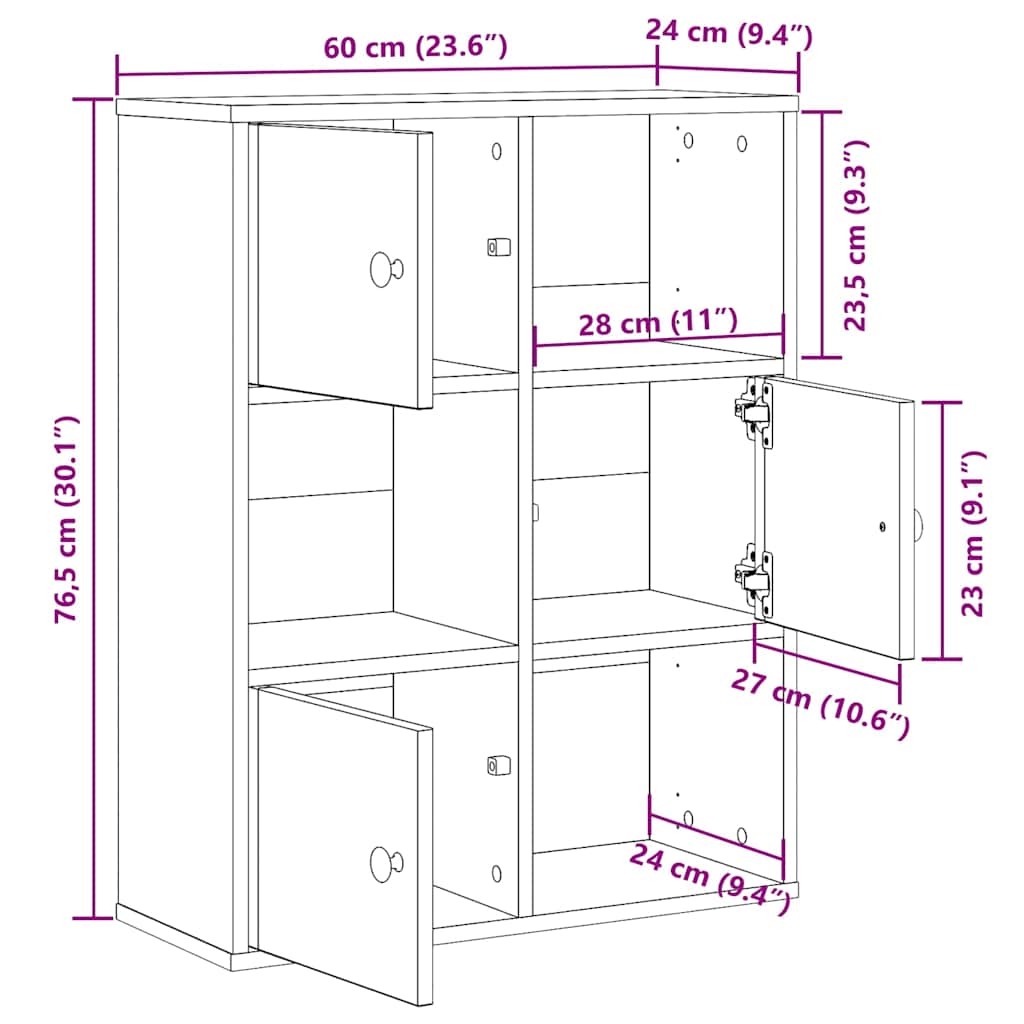 Libreria Rovere Marrone 60x24x76,5 cm in Legno Multistrato | homemem39