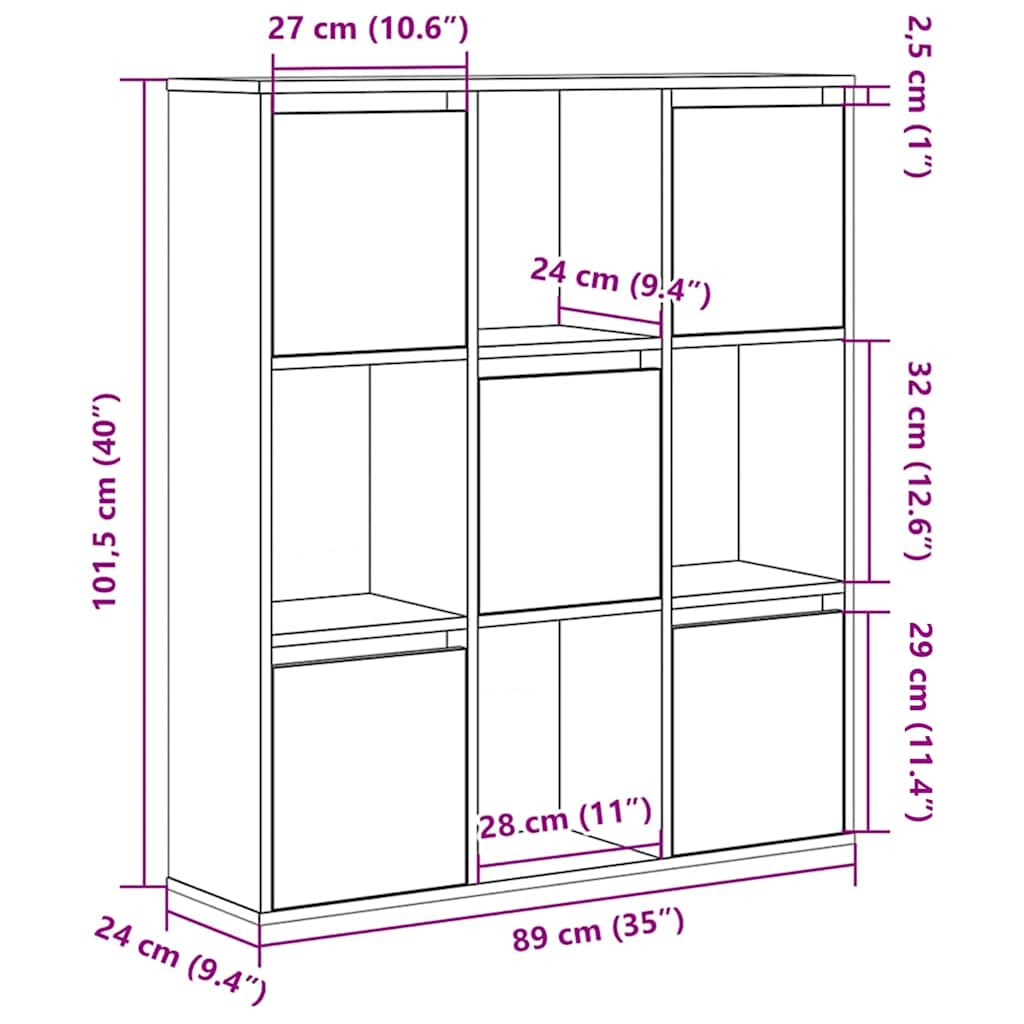 Libreria Legno Vecchio 89x24x101,5 cm in Legno Multistrato | homemem39
