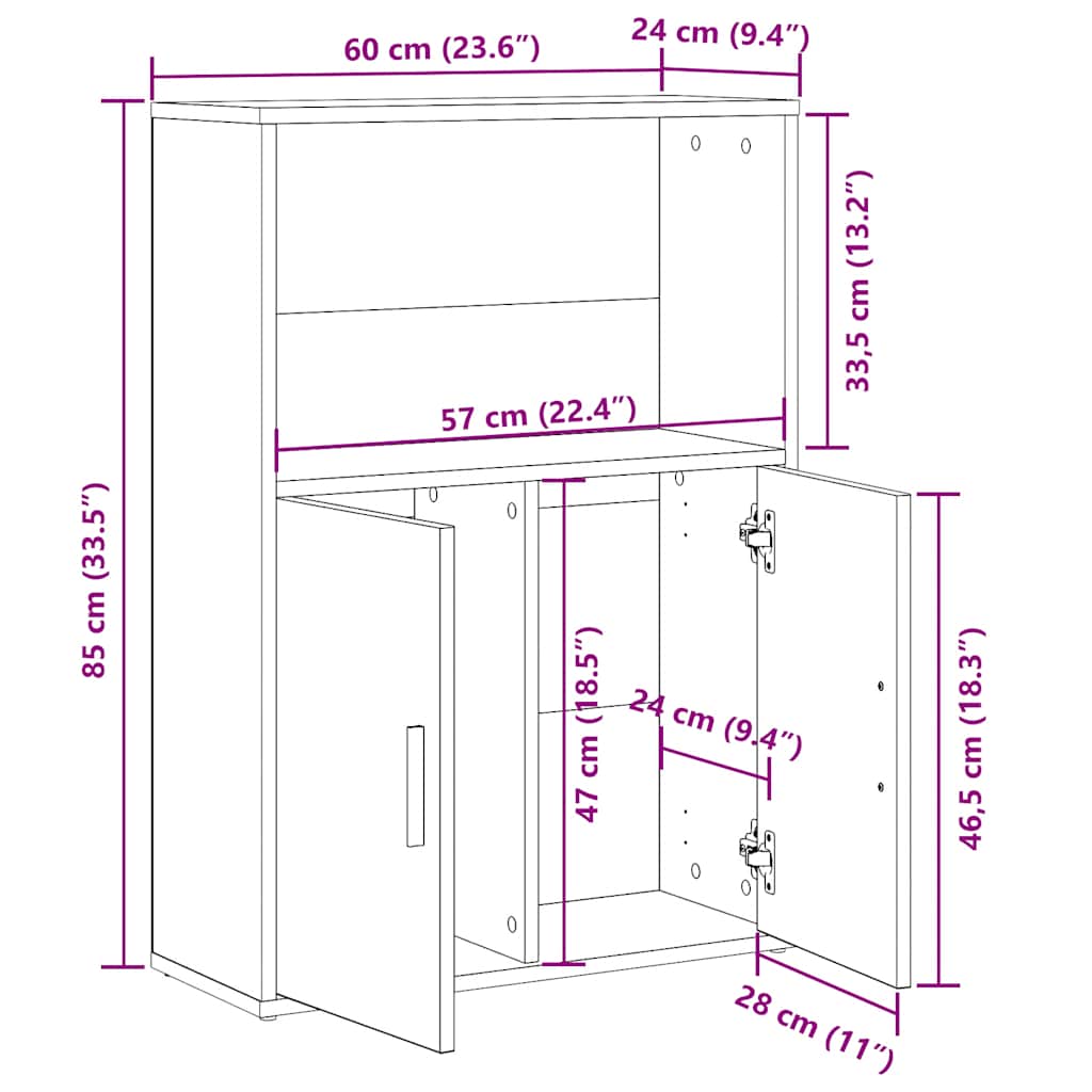 Libreria Rovere Nero 60x24x85 cm in Legno Multistrato | homemem39