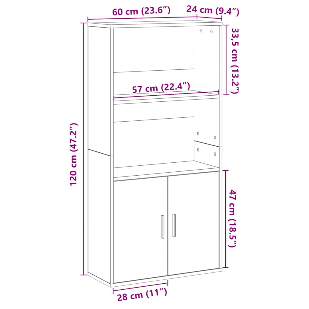 Libreria Grigio Cemento 60x24x120 cm in Legno Multistrato | homemem39