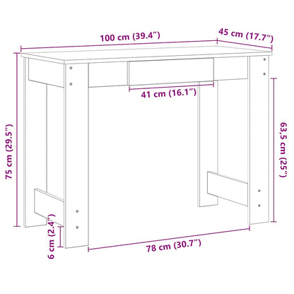Scrivania Bianca 100x45x75 cm in Legno Multistrato - homemem39