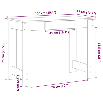 Scrivania Grigio Sonoma 100x45x75 cm in Legno Multistrato - homemem39