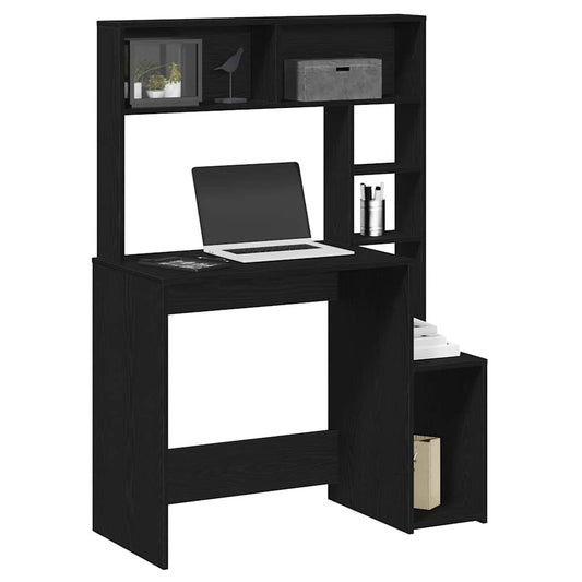 Scrivania con Mensole Nera 100x45x140 cm in Legno Multistrato | homemem39