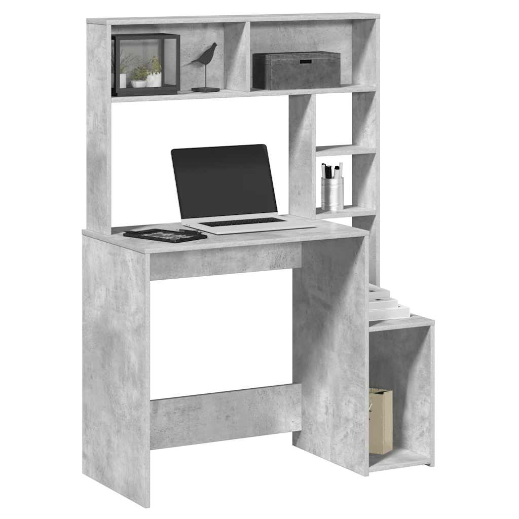 Scrivania Mensole Grigio Cemento 100x45x140cm Legno Multistrato | homemem39